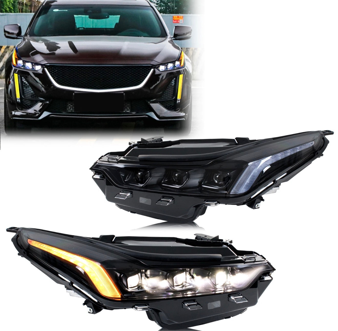 Cadillac CT5 CT5-V 2020-2024 Sequential Front LED Blackout Headlights