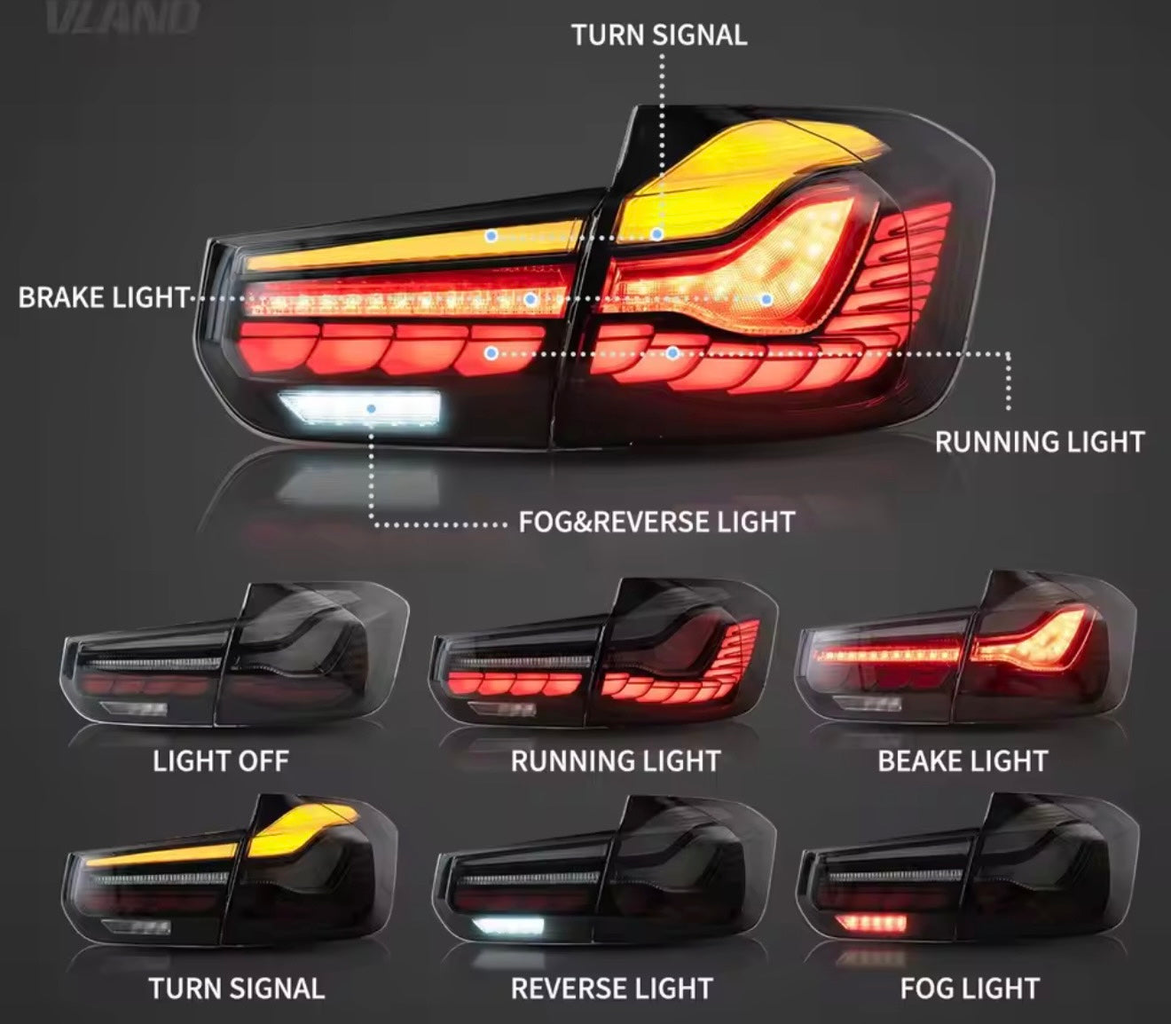 BMW LED Dragon style taillights for 3 Series F30 F80 2012-2019