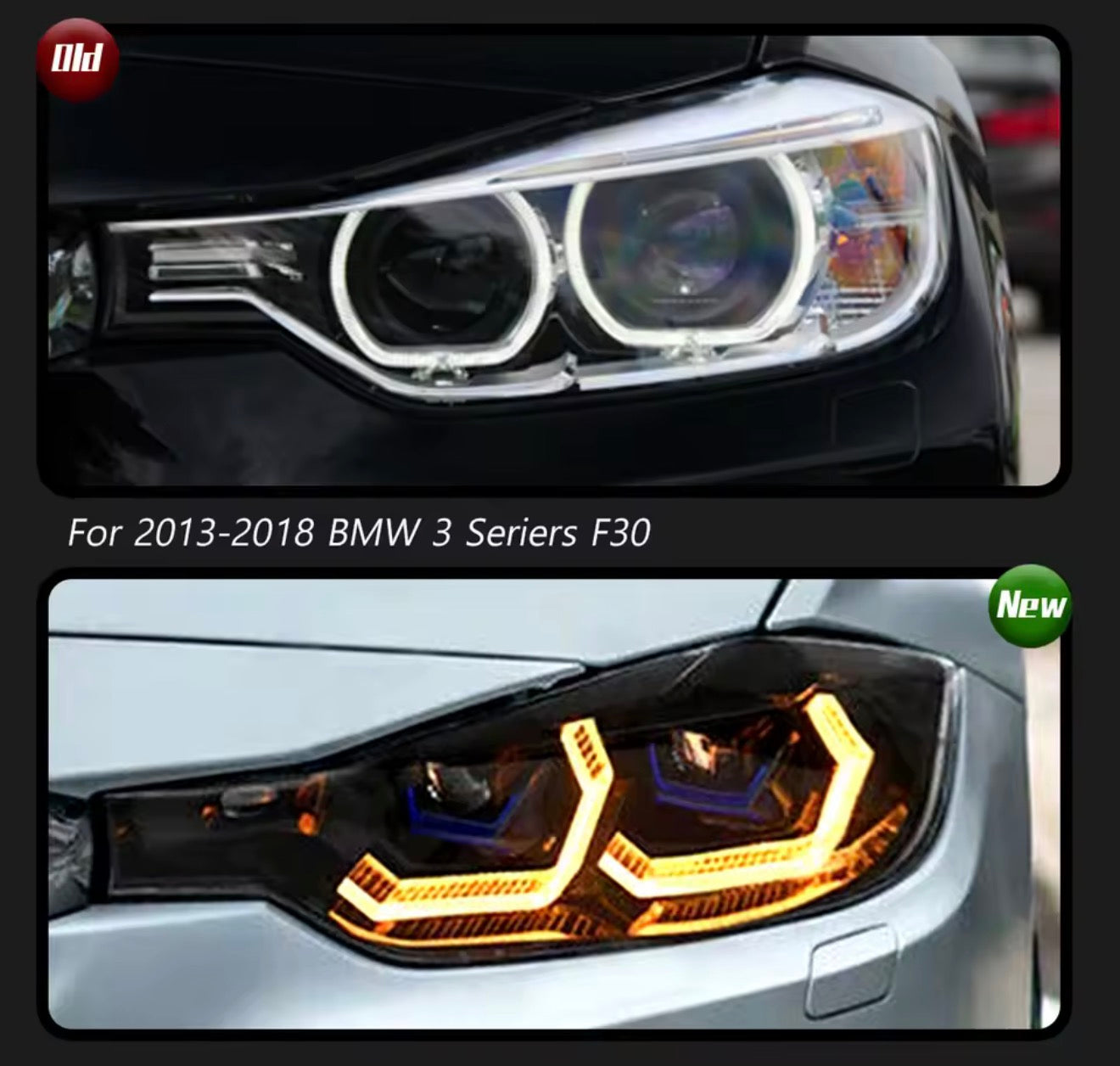 BMW 3 Series 2015-2018 F30 LED Adaptive Headlights, Laser Style