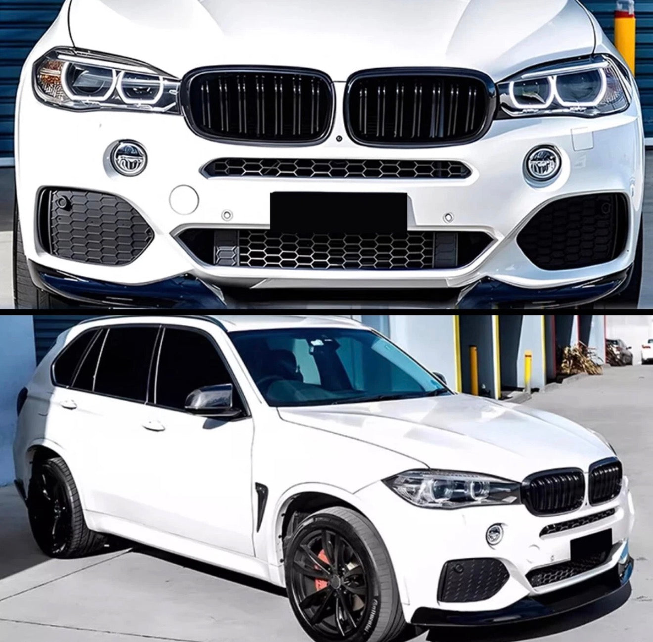 Gloss Black Dual Line Grill Front Kidney Grille For 2014-2018 BMW X5 F15 X6 F16