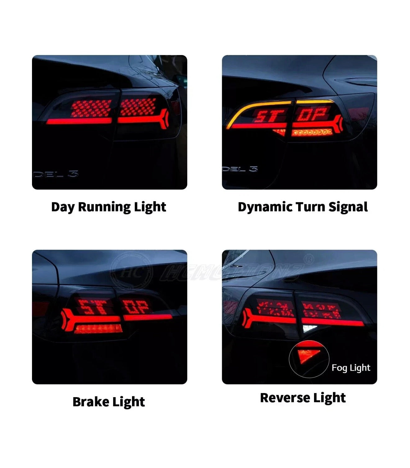 Digtial OLED Tail Lights for Tesla Model Y 2020-2024 Model 3 2017-2023