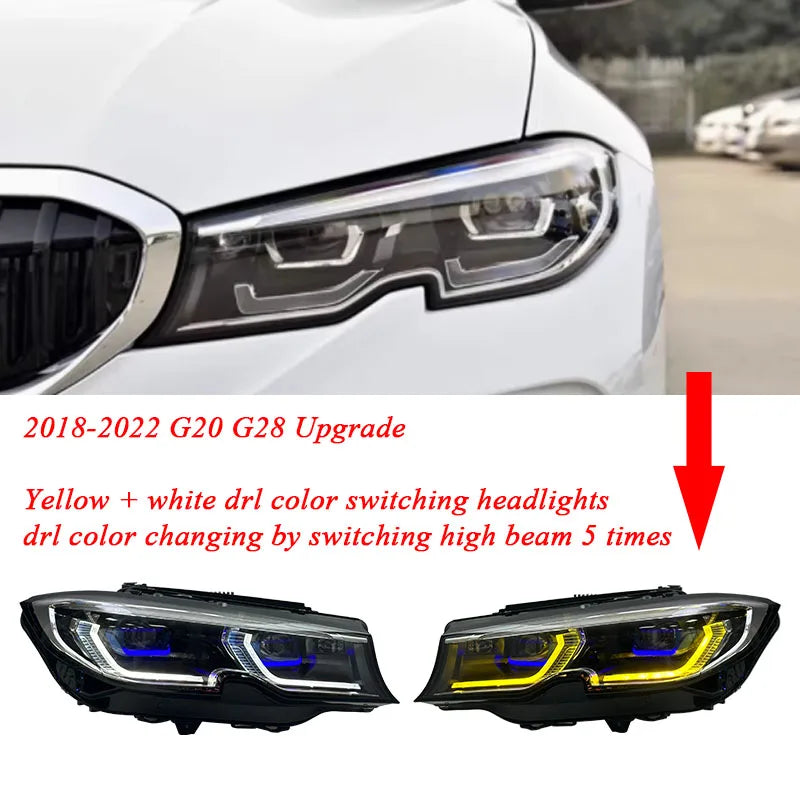 BMW Dual DRL (yellow & white) Laser Headlights for 3 series 2019-2022