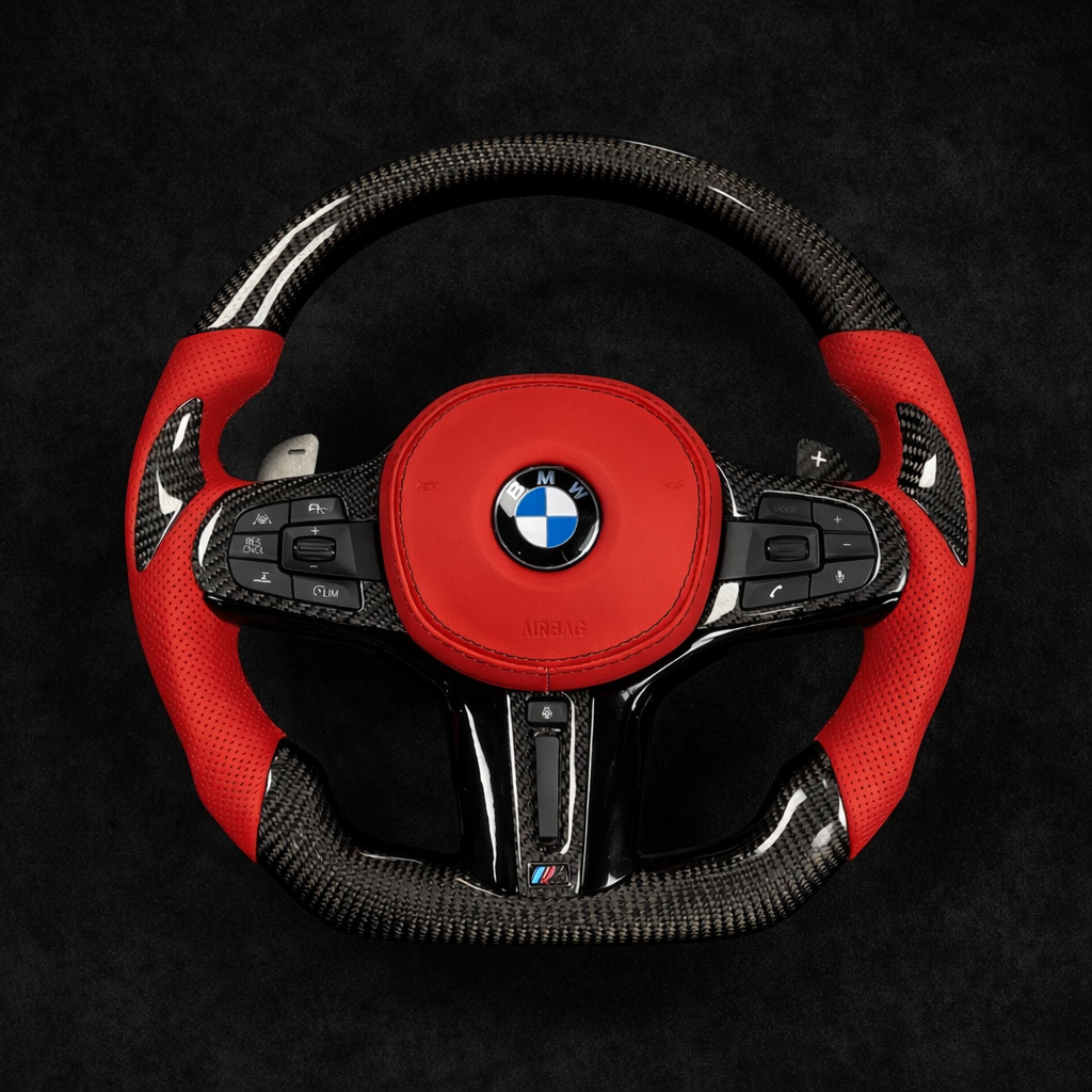 BMW M Performance Red Leather Custom Steering wheel for 2020-2026 G models