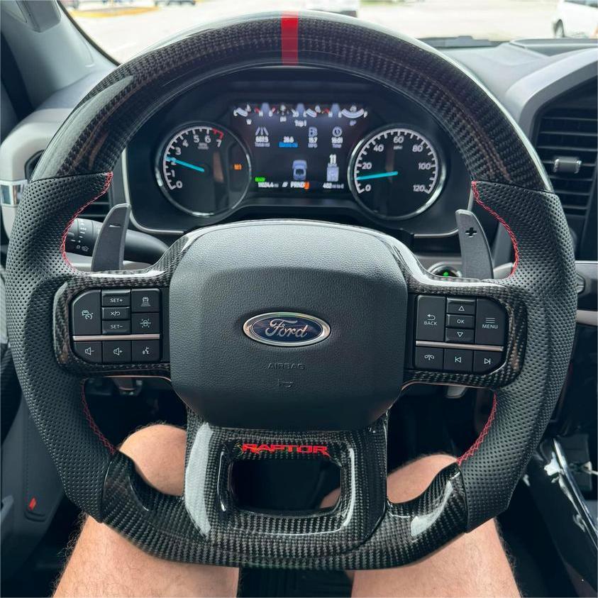 Ford Raptor F150 2021-2023 Carbon fiber & Perforated leather steering wheel