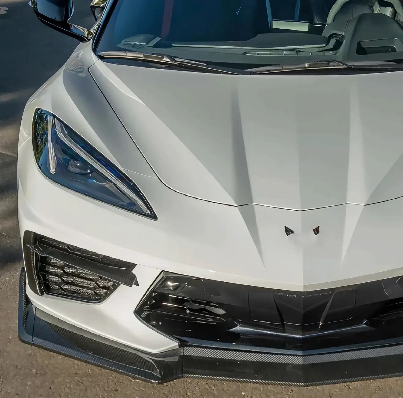 Corvette C8 2020+ Front Lip Splitter Carbon Fiber / Gloss black Look
