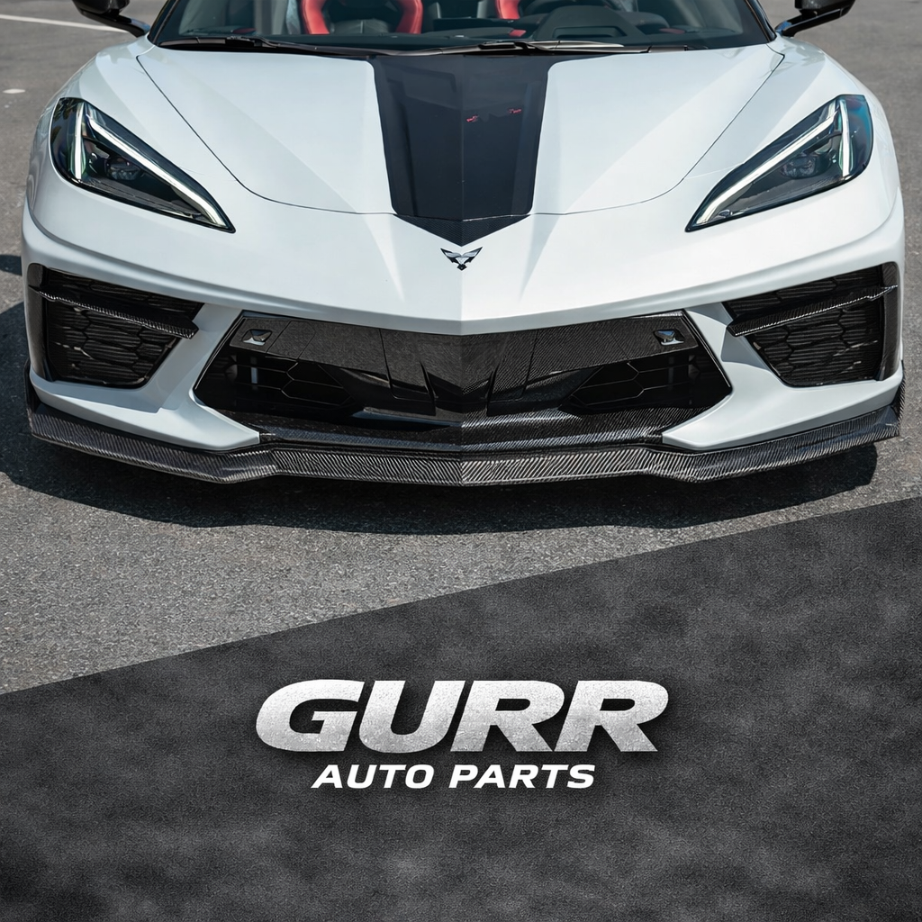 Corvette C8 2020+ Front Lip Splitter Carbon Fiber / Gloss black Look