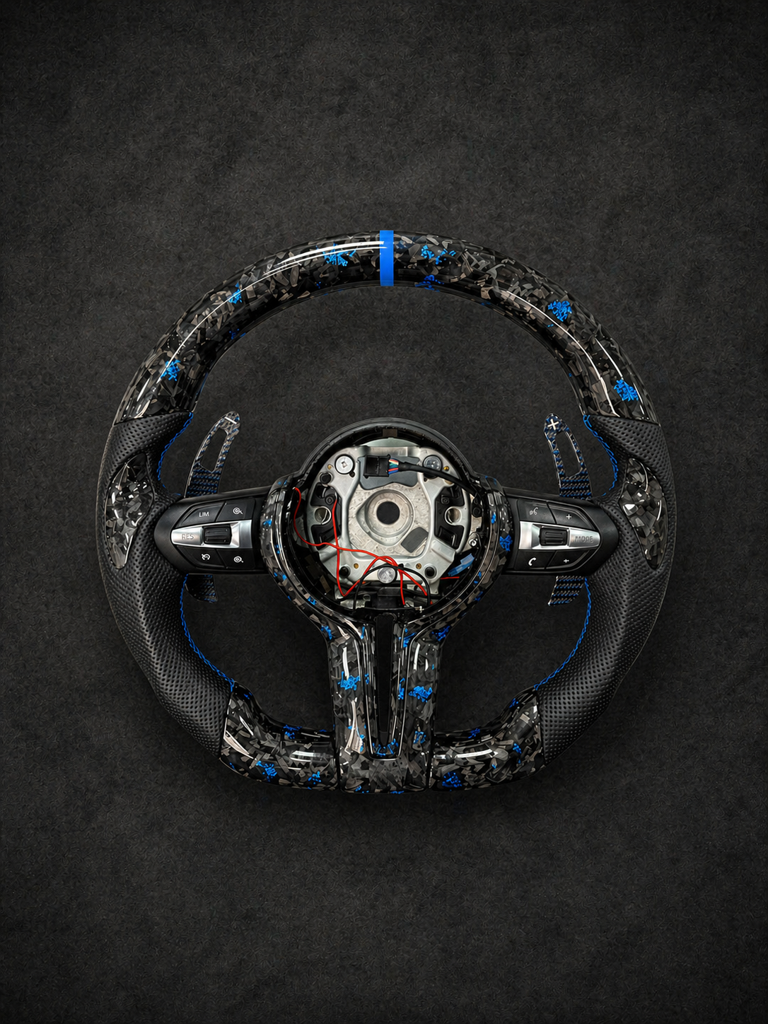 BMW M Blue Forged Carbon Fiber Steering Wheel With magnetic Carbon paddle shifters for 2012-2019 models