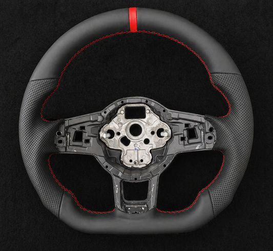 Leather Steering Wheel Red Strip For Volkswagen Tiguan / Golf 7 7.5 GTI GTE