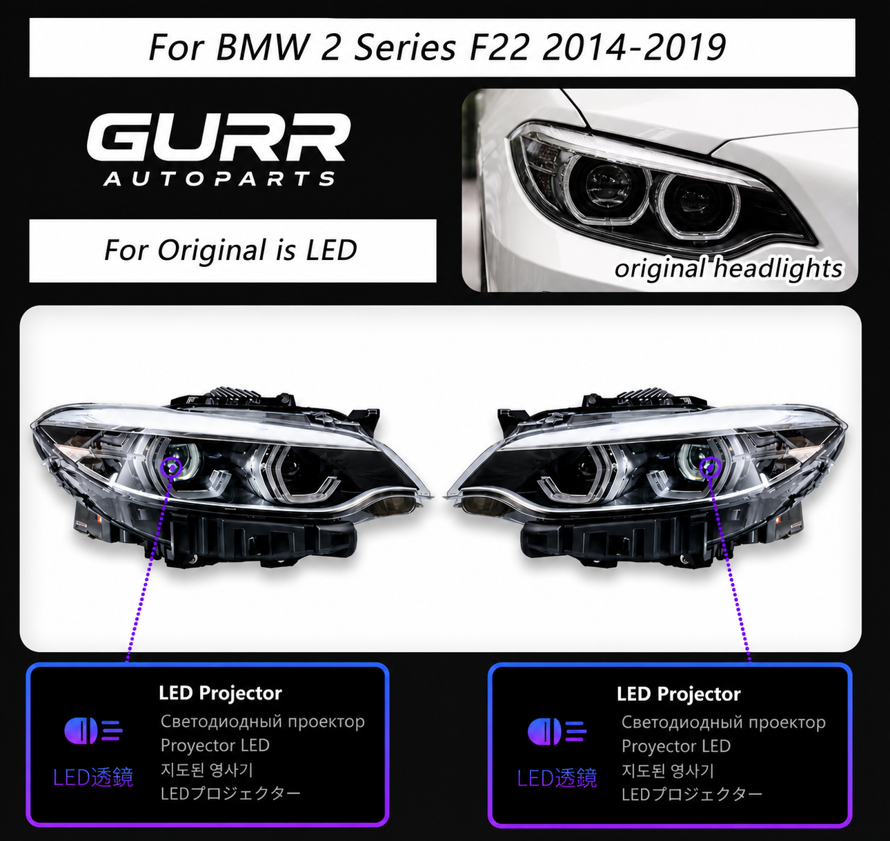 BMW 2 Series F22 LED Headlights 2014–2019 | Full LED Projector + DRL + Dynamic Turn Signal | Plug & Play Upgrade