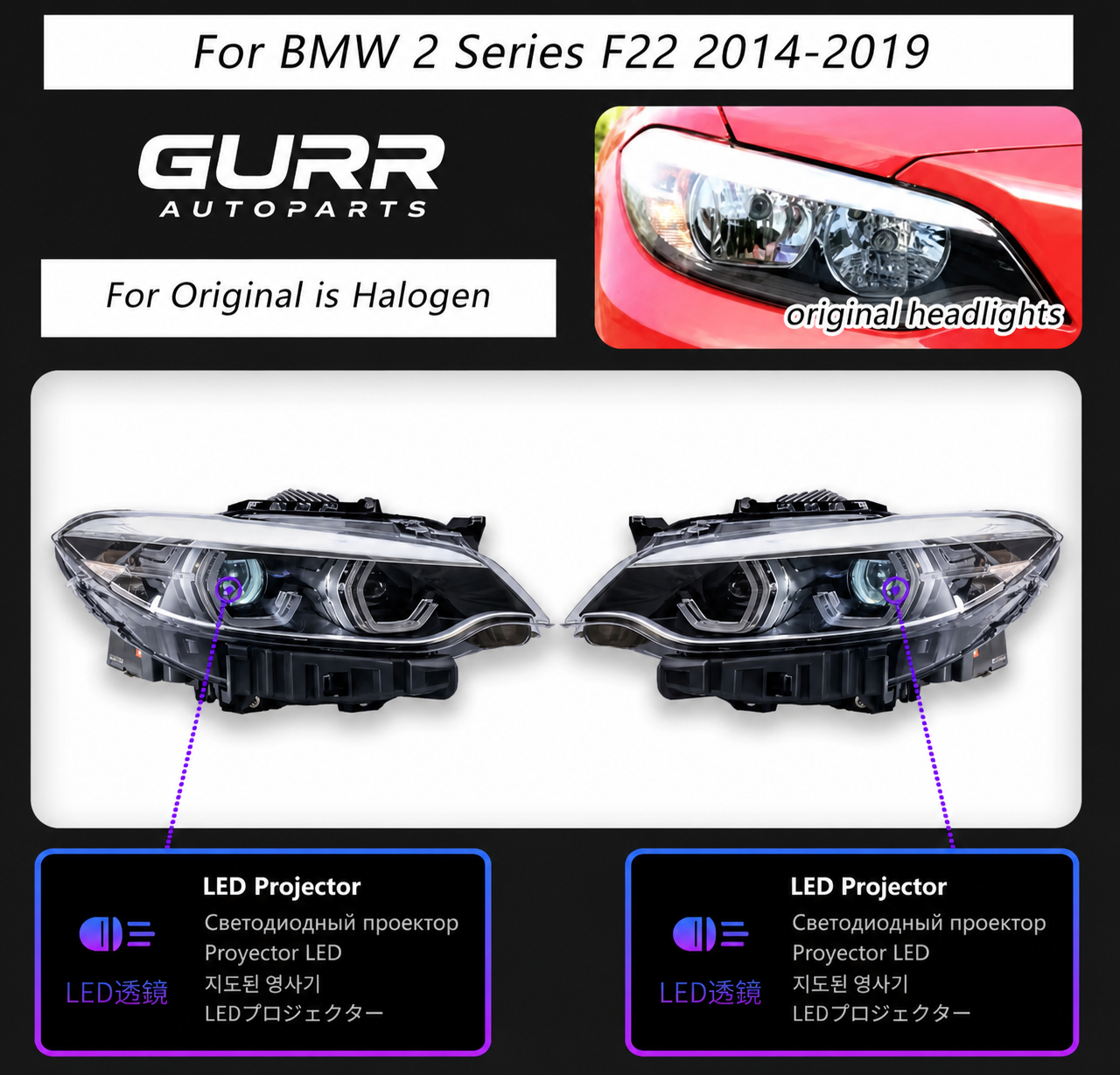 BMW 2 Series F22 LED Headlights 2014–2019 | Full LED Projector + DRL + Dynamic Turn Signal | Plug & Play Upgrade