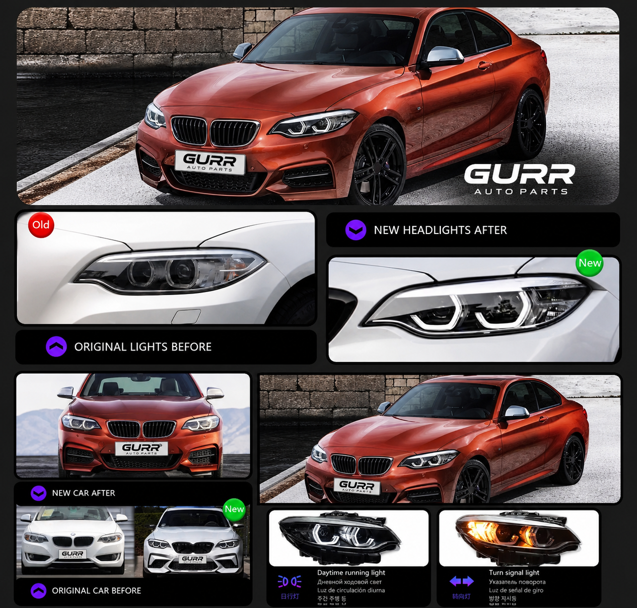 BMW 2 Series F22 LED Headlights 2014–2019 | Full LED Projector + DRL + Dynamic Turn Signal | Plug & Play Upgrade