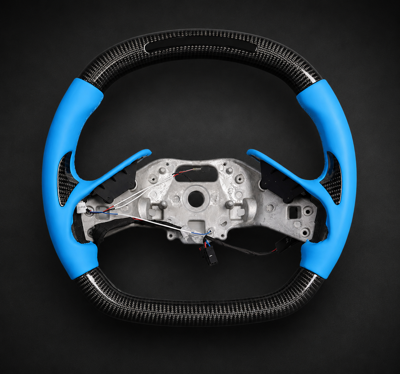 Chevrolet Corvette C8 Real Carbon Fiber LED Steering Wheel – Blue Leather & Thumb Grip Edition (2020–2025)