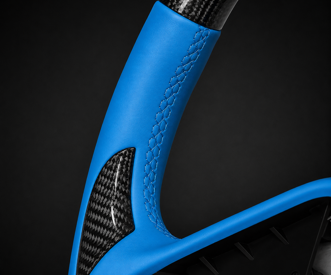 Chevrolet Corvette C8 Real Carbon Fiber LED Steering Wheel – Blue Leather & Thumb Grip Edition (2020–2025)