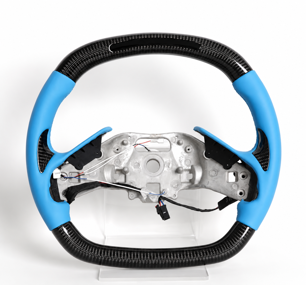Chevrolet Corvette C8 Real Carbon Fiber LED Steering Wheel – Blue Leather & Thumb Grip Edition (2020–2025)