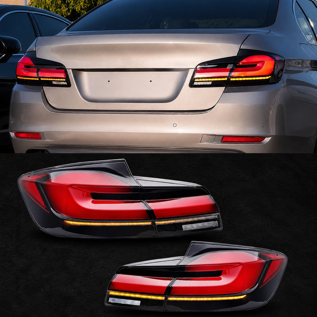 LED Tail Lights Assembly Compatible with BMW 5-Series F10 M5 2011-2016 Start-up Animation Sequential Turn Signal Rear Lamps Accessory
