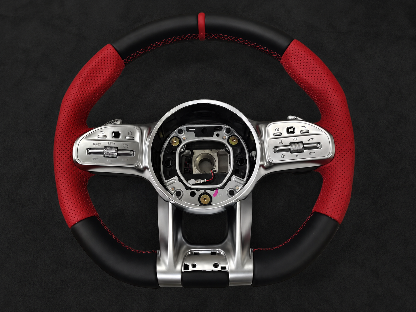 Mercedes-Benz AMG Performance Flat Bottom Steering Wheel – Red Perforated & Black Leather 2019–2025