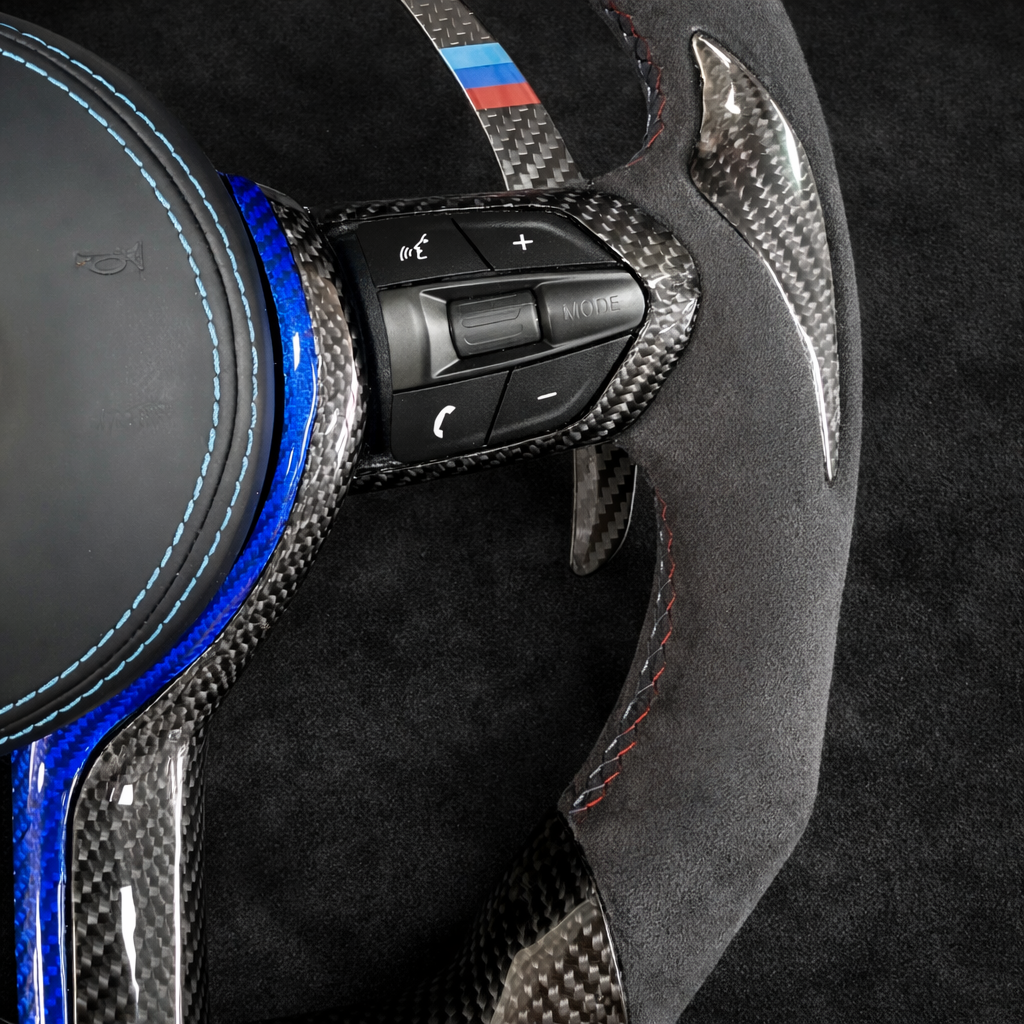 BMW M Performance Livery, Carbon Fiber / Alcantara Steering wheel (With LED REV Indicator) for 2012-2019 models