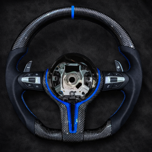 BMW M Performance Carbon Fiber Blue Delivery Leather steering wheel for 2012-2018 models