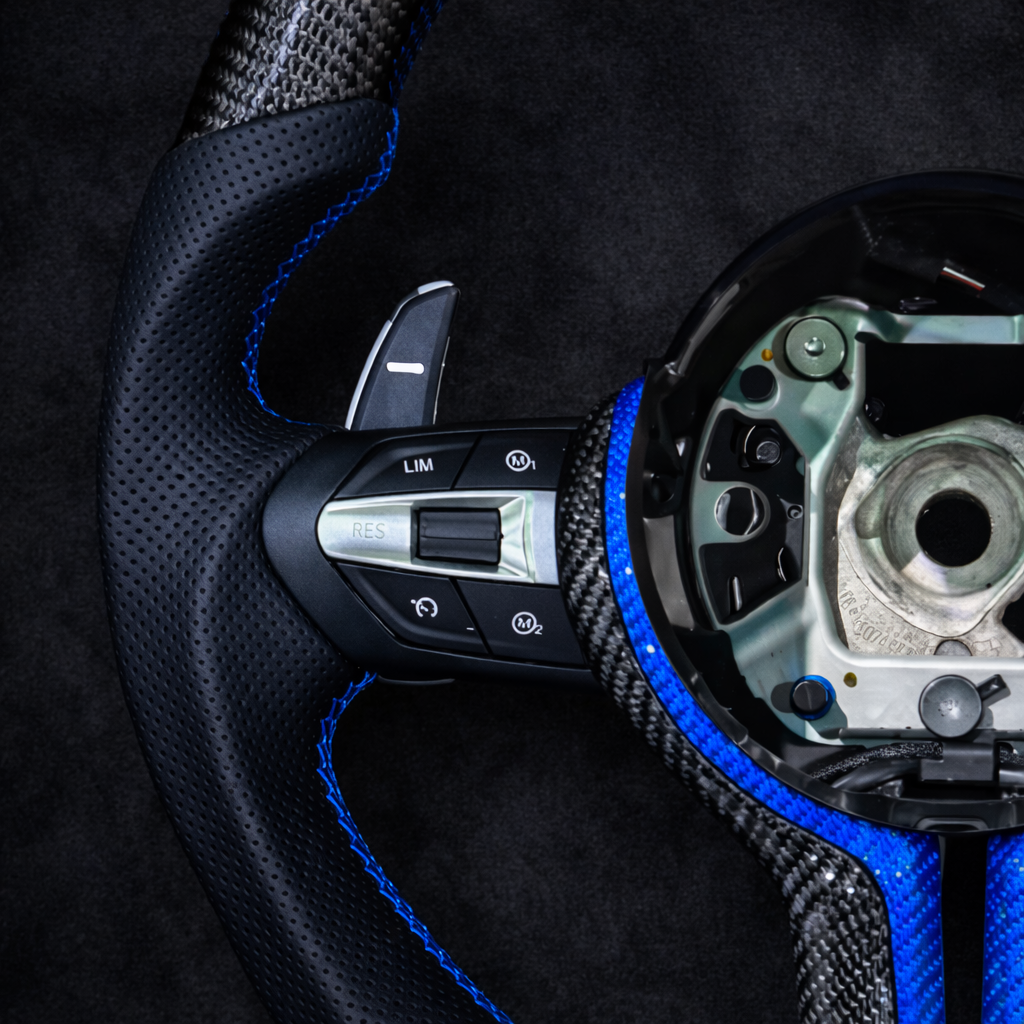 BMW M Performance Carbon Fiber Blue Delivery Leather steering wheel for 2012-2018 models