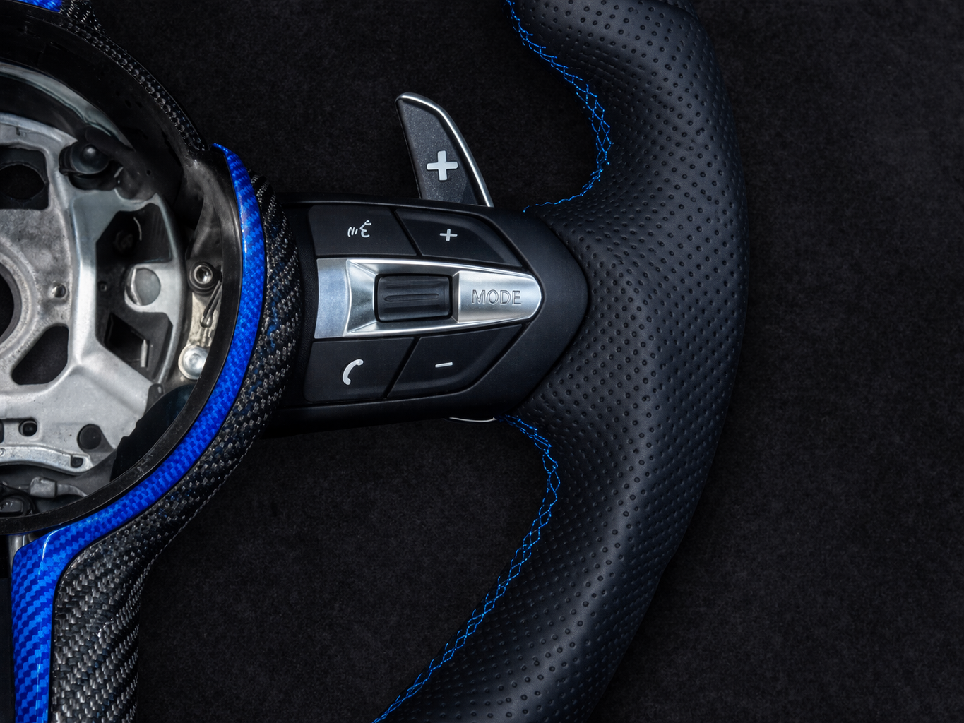 BMW M Performance Carbon Fiber Blue Delivery Leather steering wheel for 2012-2018 models