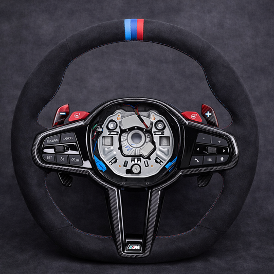 BMW M Livery Full Alcantara Steering Wheel for 2018-2026 models With Airbag