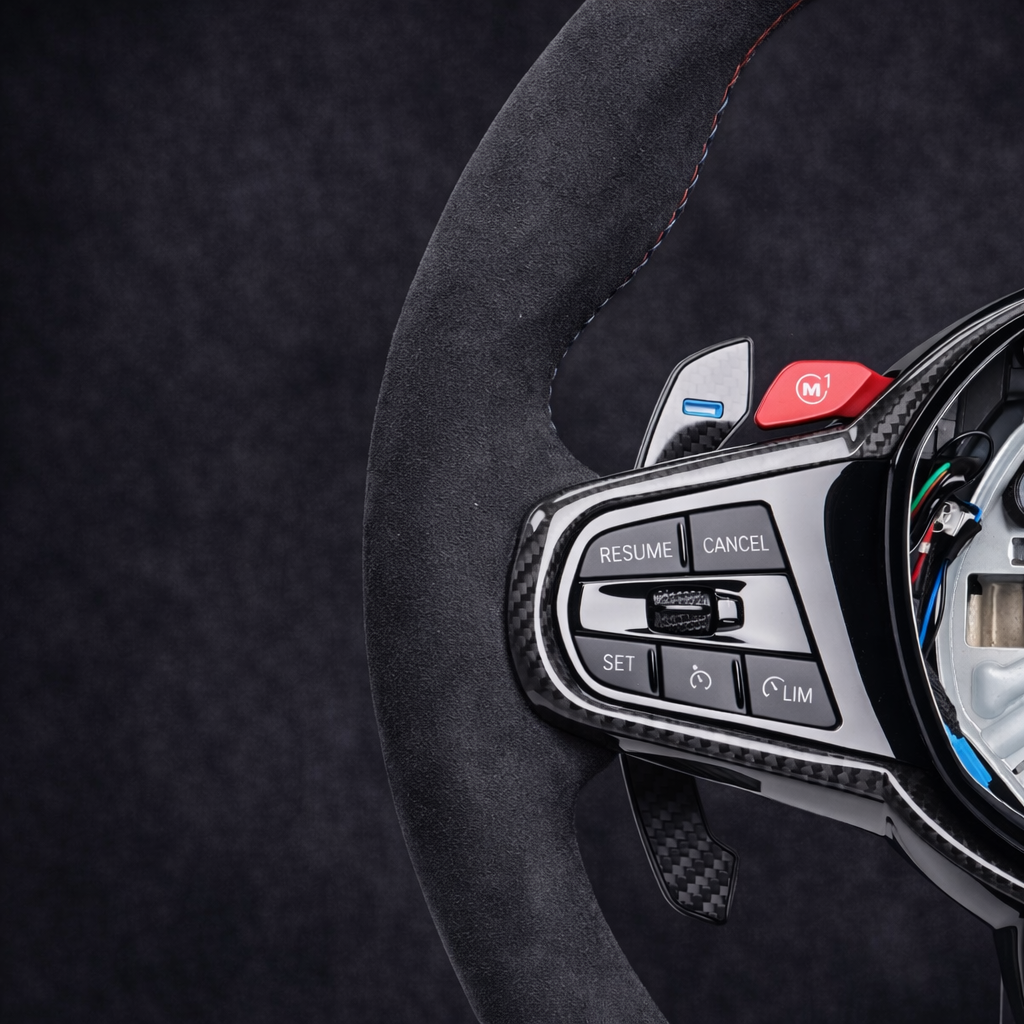 BMW M Livery Full Alcantara Steering Wheel for 2018-2026 models With Airbag