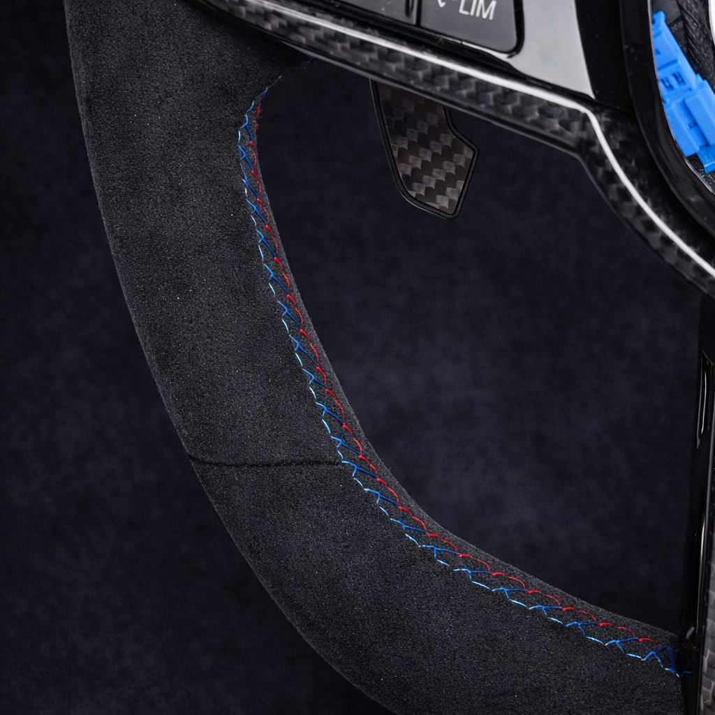 BMW M Livery Full Alcantara Steering Wheel for 2018-2026 models With Airbag