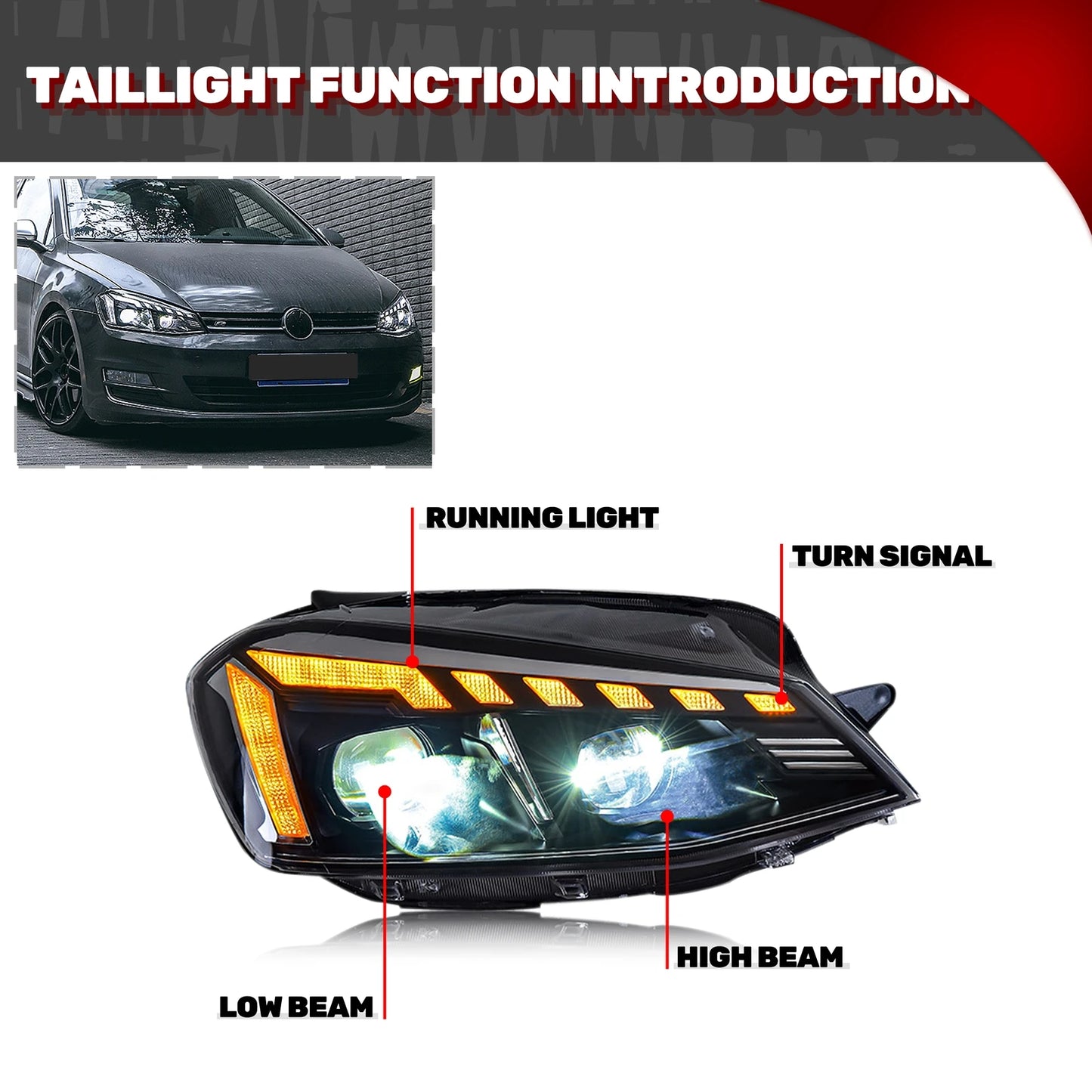 LED Headlights For VW Volkswagen Jetta 2011-2018 MK6 Start-up Animation Sequential Turn Signal