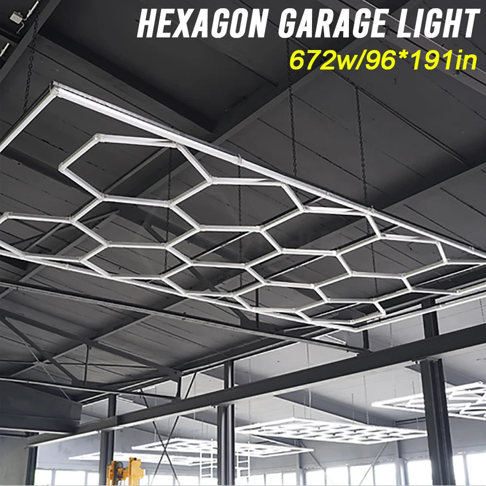 Hexagon LED Lighting for Garage Workshop, Lighting Car Detail
