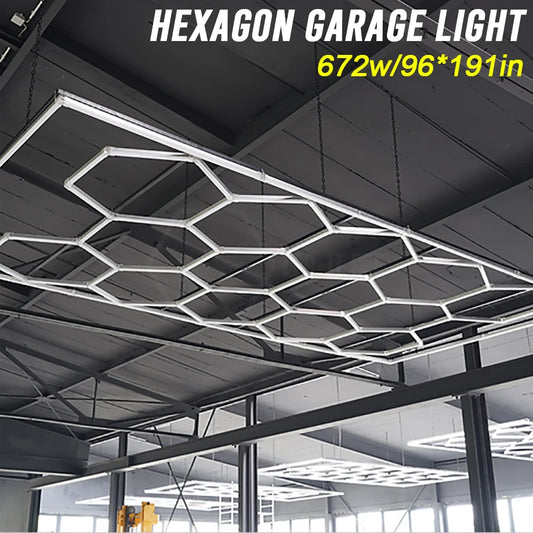 Hexagon LED Lighting for Garage Workshop, Lighting Car Detail
