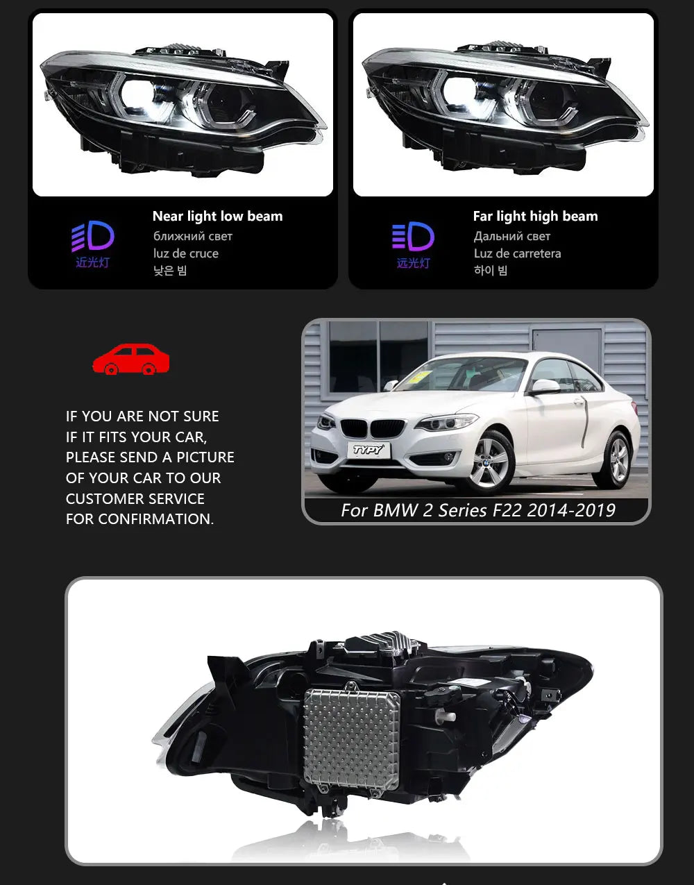 BMW 2 Series F22 LED Headlights 2014–2019 | Full LED Projector + DRL + Dynamic Turn Signal | Plug & Play Upgrade