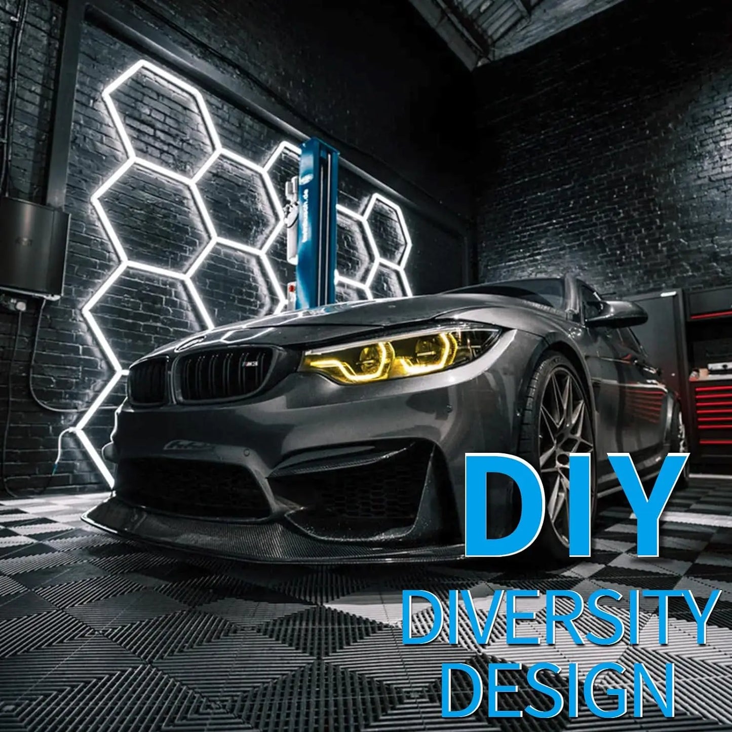 Hexagon LED Lighting for Garage Workshop, Lighting Car Detail