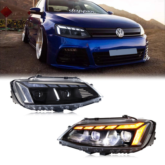 LED Headlights For VW Volkswagen Jetta 2011-2018 MK6 Start-up Animation Sequential Turn Signal